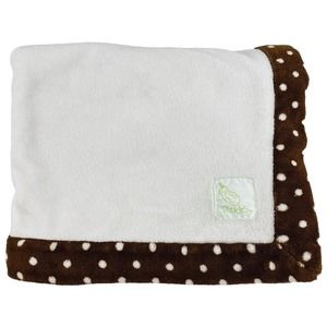 Pickles Baby Blanket White‎ Brown Polka Dot Trim 40x30